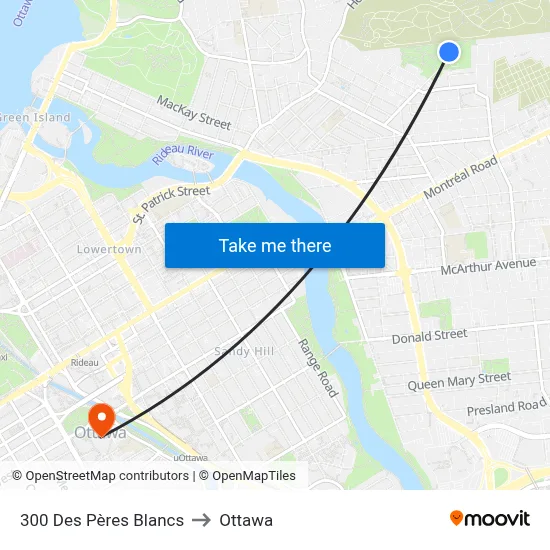 300 Des Pères Blancs to Ottawa map
