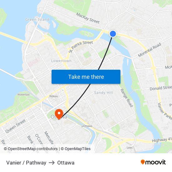 Vanier / Pathway to Ottawa map