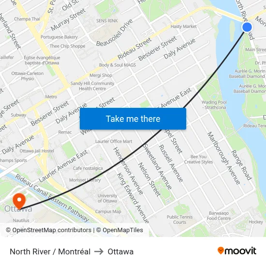 North River / Montréal to Ottawa map