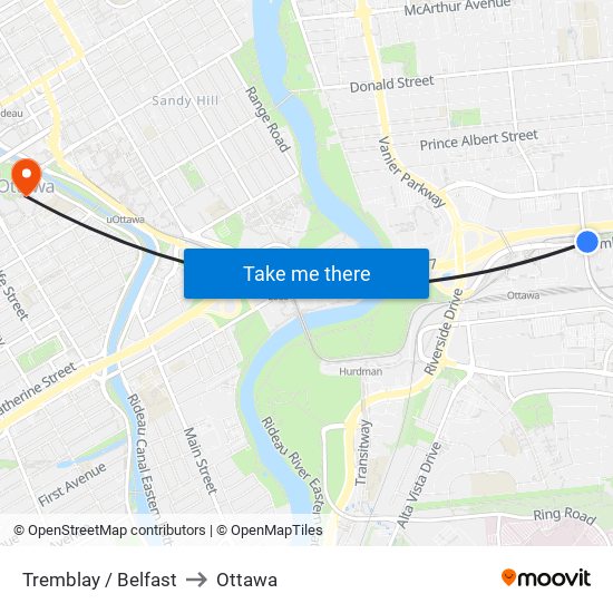 Tremblay / Belfast to Ottawa map