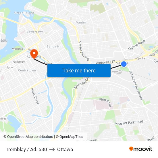 Tremblay / Ad. 530 to Ottawa map