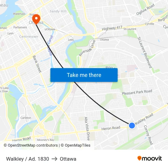 Walkley / Ad. 1830 to Ottawa map