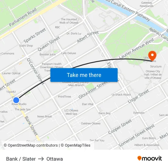 Bank / Slater to Ottawa map