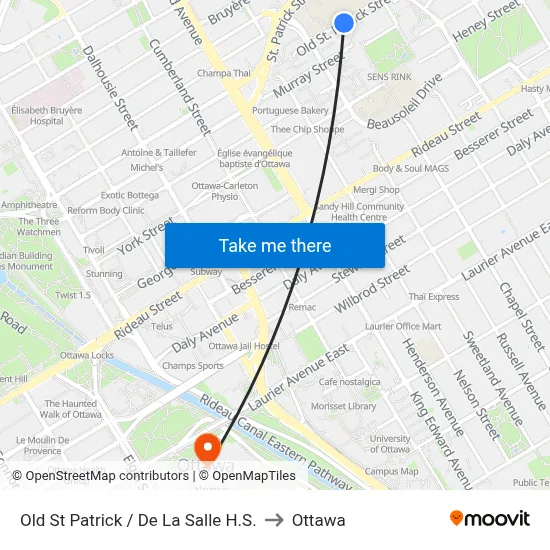 Old St Patrick / De La Salle H.S. to Ottawa map