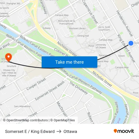 Somerset E / King Edward to Ottawa map