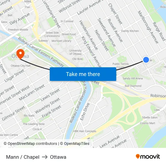 Mann / Chapel to Ottawa map