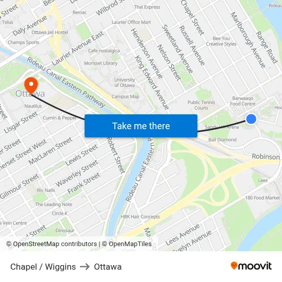 Chapel / Wiggins to Ottawa map