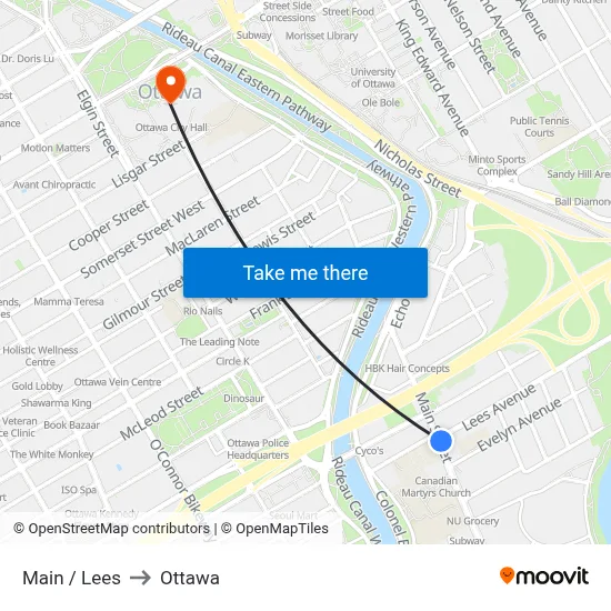 Main / Lees to Ottawa map