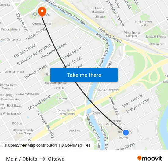 Main / Oblats to Ottawa map