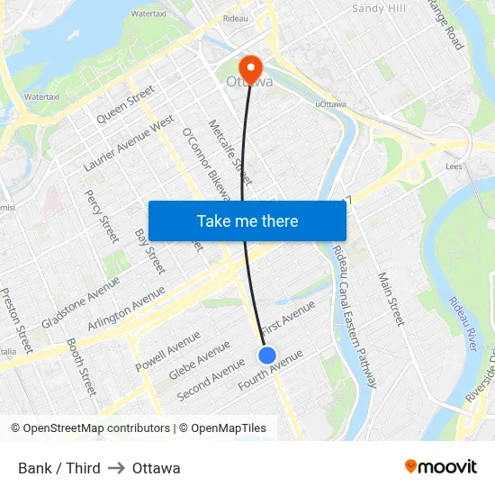 Bank / Third to Ottawa map