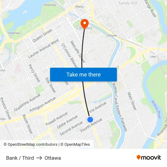 Bank / Third to Ottawa map