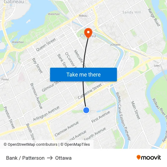 Bank / Patterson to Ottawa map