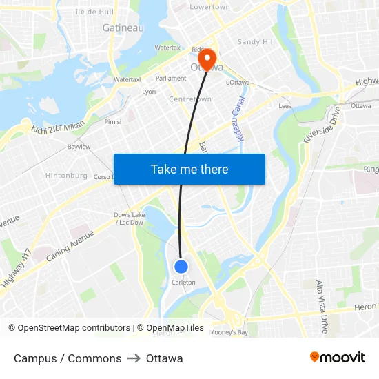 Campus / Commons to Ottawa map