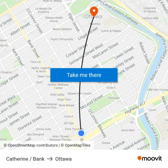 Catherine / Bank to Ottawa map