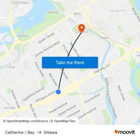 Catherine / Bay to Ottawa map