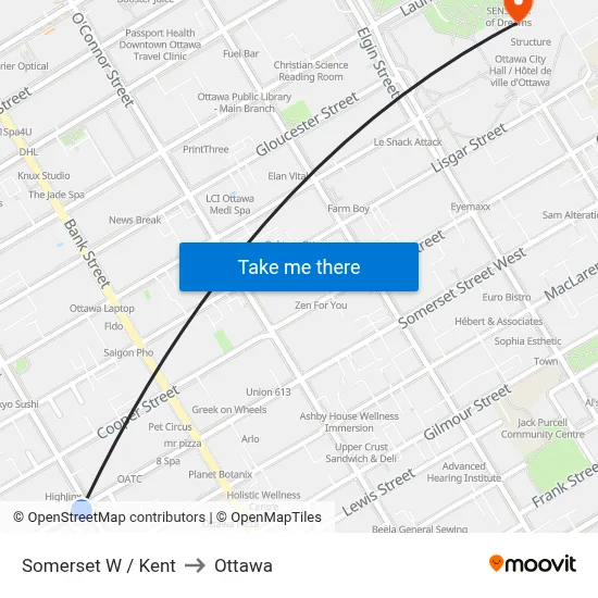 Somerset W / Kent to Ottawa map