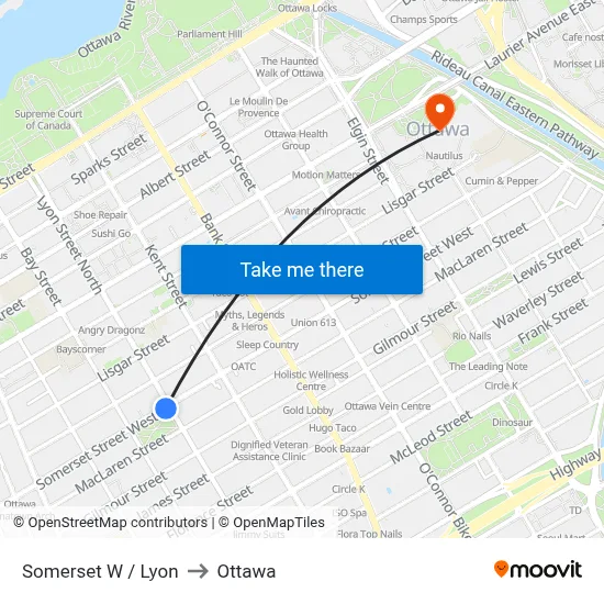 Somerset W / Lyon to Ottawa map