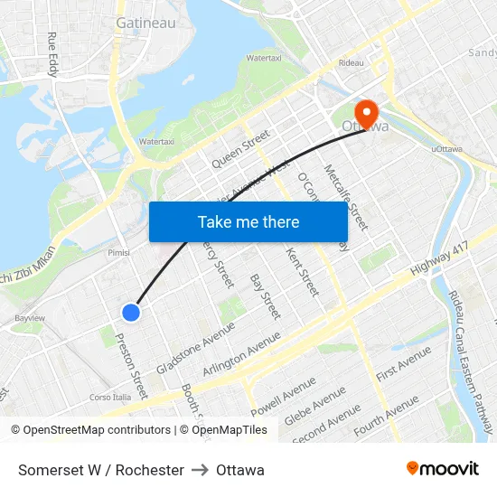 Somerset W / Rochester to Ottawa map
