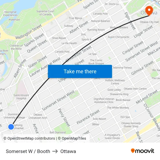 Somerset W / Booth to Ottawa map