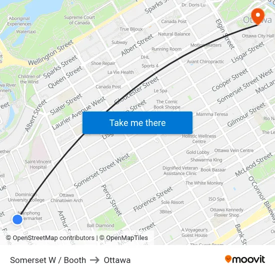 Somerset W / Booth to Ottawa map