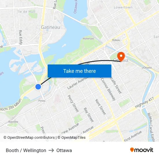 Booth / Wellington to Ottawa map