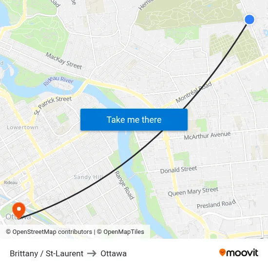 Brittany / St-Laurent to Ottawa map
