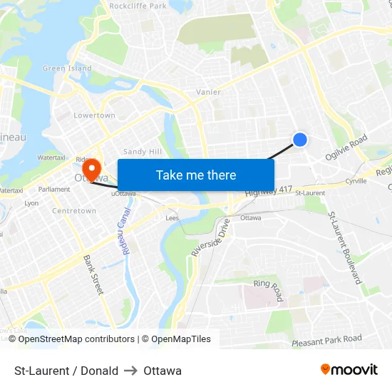 St-Laurent / Donald to Ottawa map