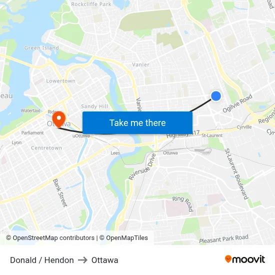 Donald / Hendon to Ottawa map