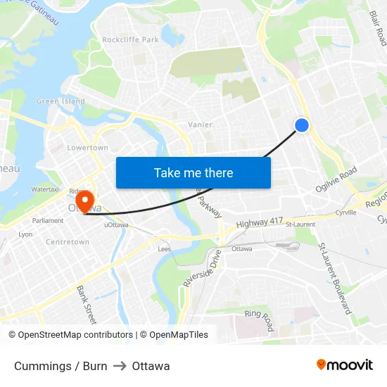Cummings / Burn to Ottawa map