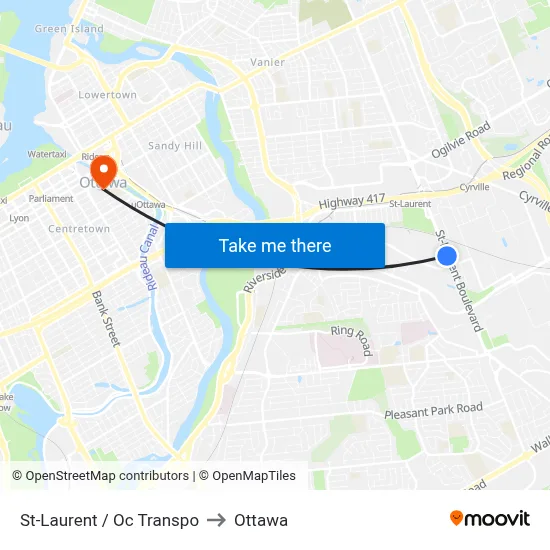St-Laurent / Oc Transpo to Ottawa map