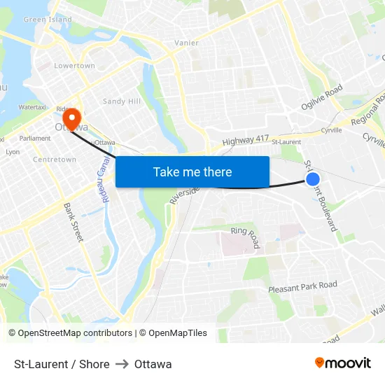 St-Laurent / Shore to Ottawa map