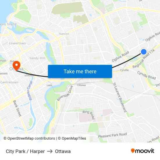 City Park / Harper to Ottawa map