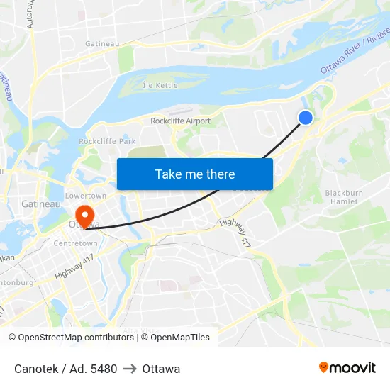 Canotek / Ad. 5480 to Ottawa map