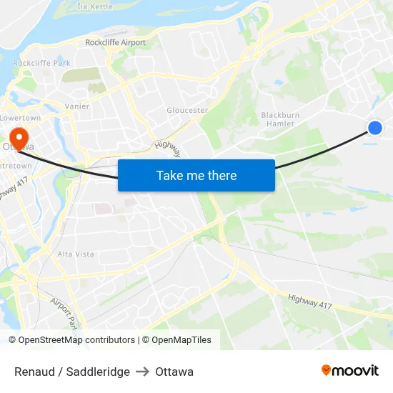 Renaud / Saddleridge to Ottawa map