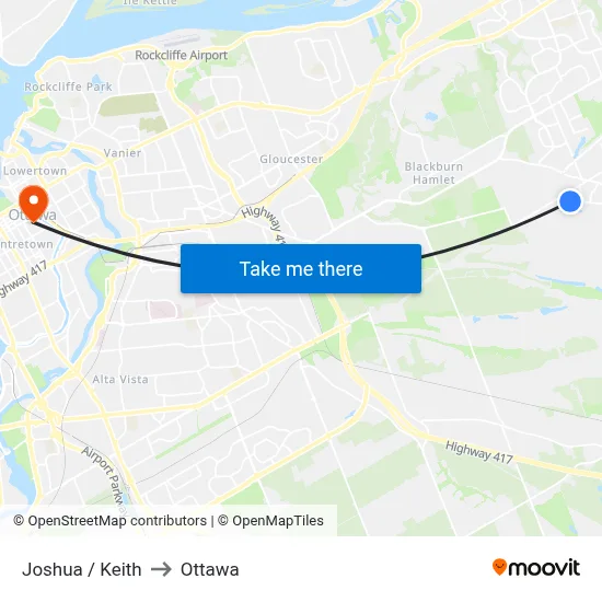 Joshua / Keith to Ottawa map