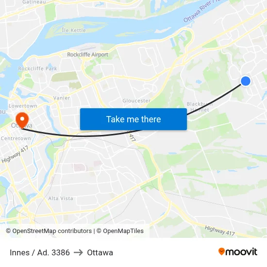 Innes / Ad. 3386 to Ottawa map