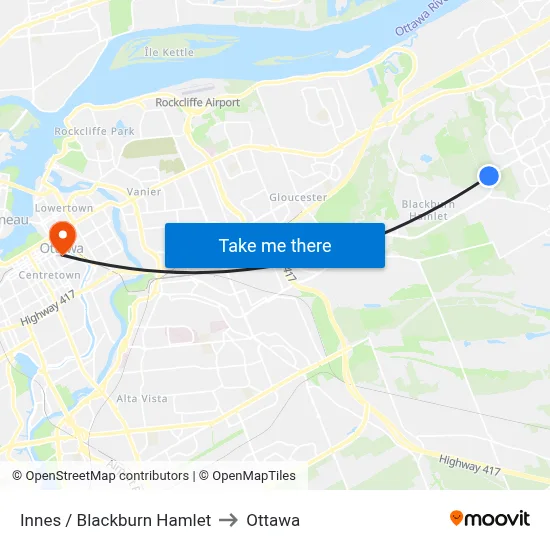 Innes / Blackburn Hamlet to Ottawa map