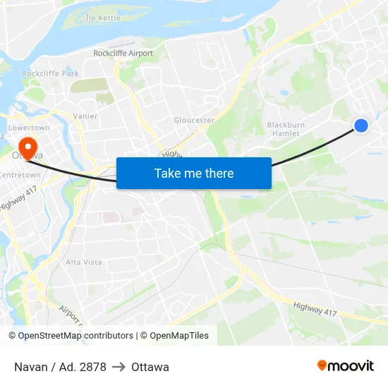 Navan / Ad. 2878 to Ottawa map