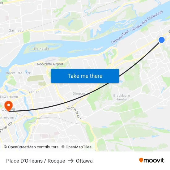 Place D'Orléans / Rocque to Ottawa map