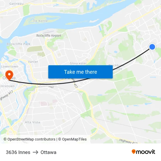3636 Innes to Ottawa map