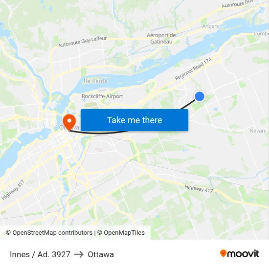 Innes / Ad. 3927 to Ottawa map