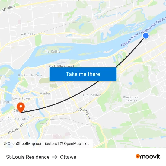 St-Louis Residence to Ottawa map