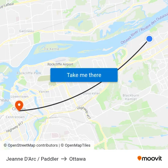 Jeanne D'Arc / Paddler to Ottawa map