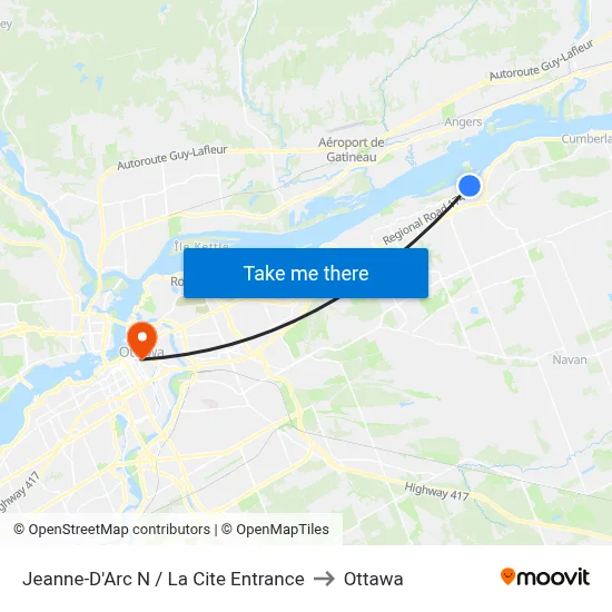 Jeanne-D'Arc N / La Cite Entrance to Ottawa map