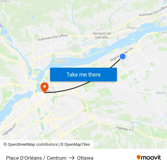 Place D'Orléans / Centrum to Ottawa map