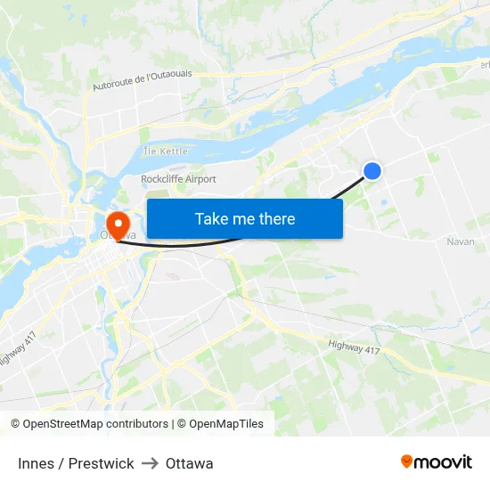 Innes / Prestwick to Ottawa map