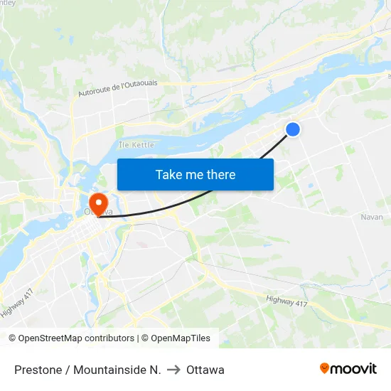 Prestone / Mountainside N. to Ottawa map