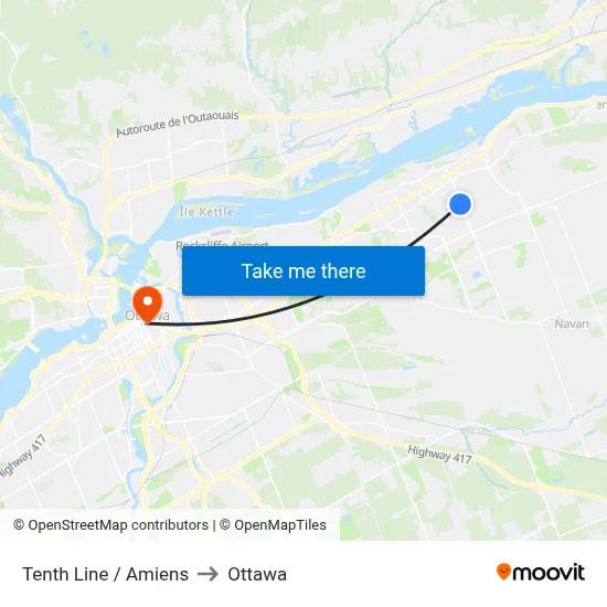 Tenth Line / Amiens to Ottawa map