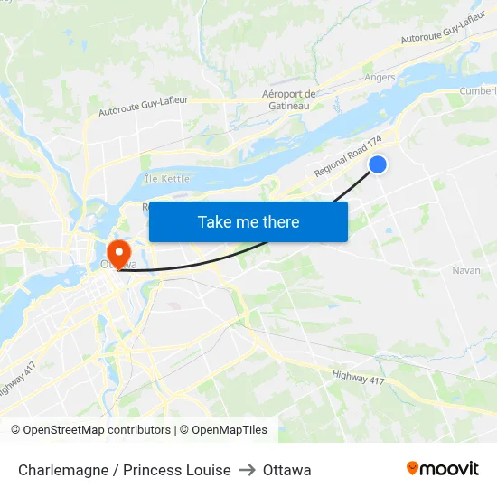 Charlemagne / Princess Louise to Ottawa map