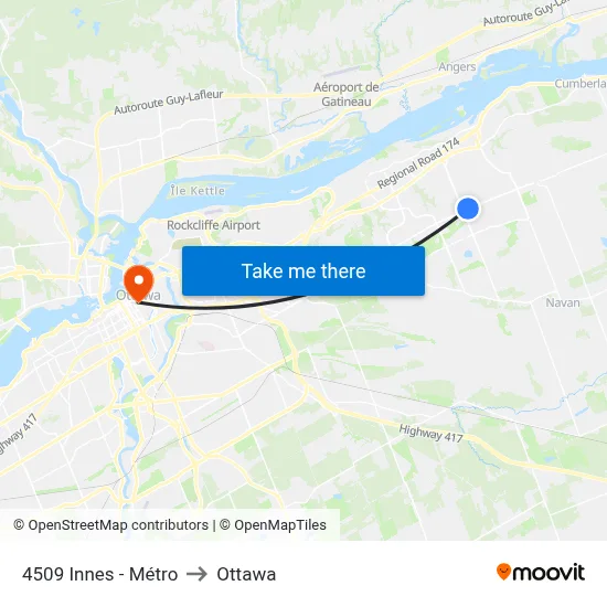 4509 Innes to Ottawa map